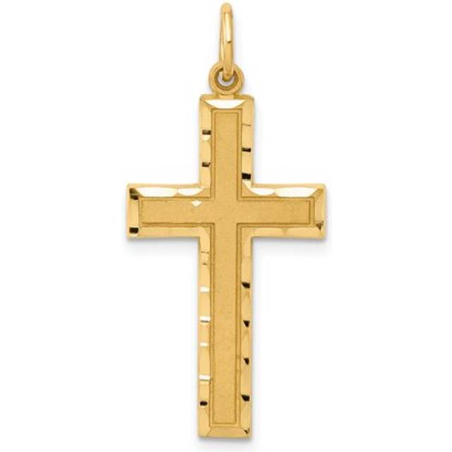 14K Yellow Gold Diamond-Cut Cross Charm