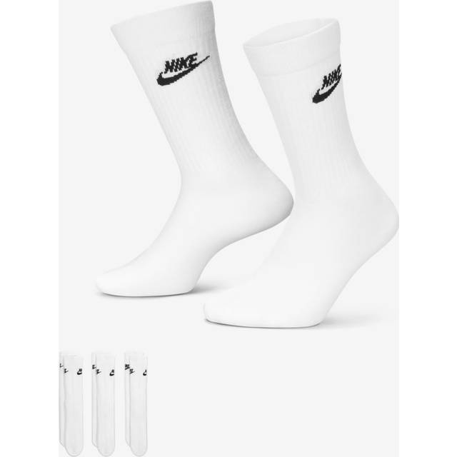 Nike Unisex Sportswear Everyday Essential Crew Socks 3 Pairs - White - Size Small