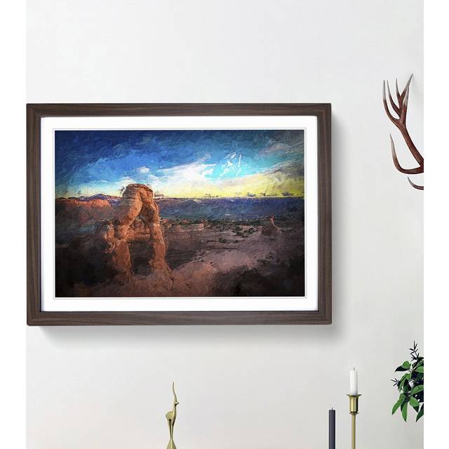 Stone Arch in Arches National Park Utah - Picture Frame Painting Print - Walnut Framed (27cm H x 36cm W x 2cm D)
