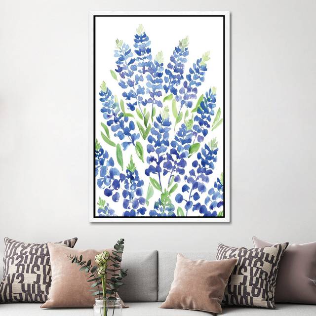 Bouquet Of Texas Bluebonnets by Blursbyai - Gallery- Giclée on Canvas - White Floater Framed (152.5 cm H x 101.5 cm W)