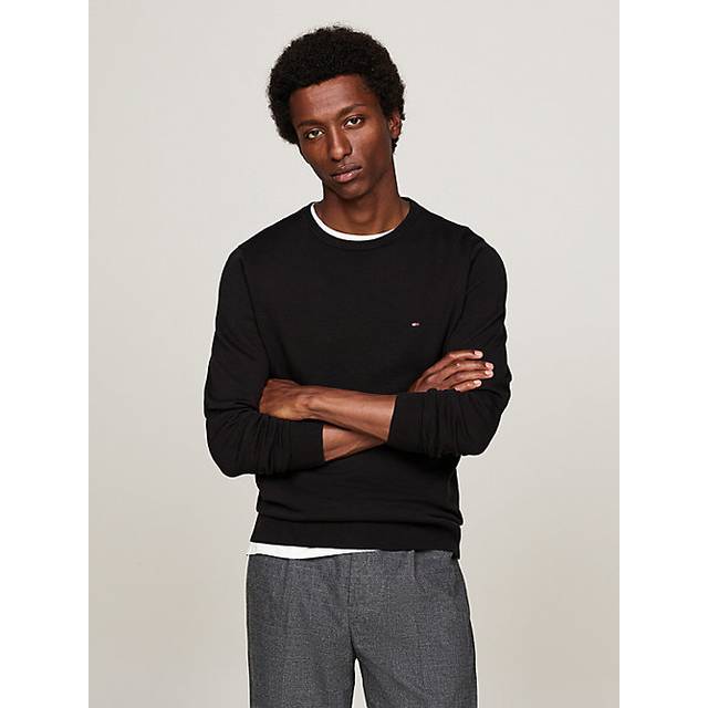 Men's Tommy Hilfiger Core Essential Cotton Crew Mens Sweatshirt - Black - Size: 40/Regular