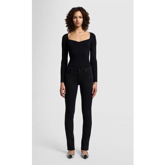 7 for All Mankind Womens Black Kimmie Mid-rise Straight-leg Stretch-denim Jeans 30 - BLACK