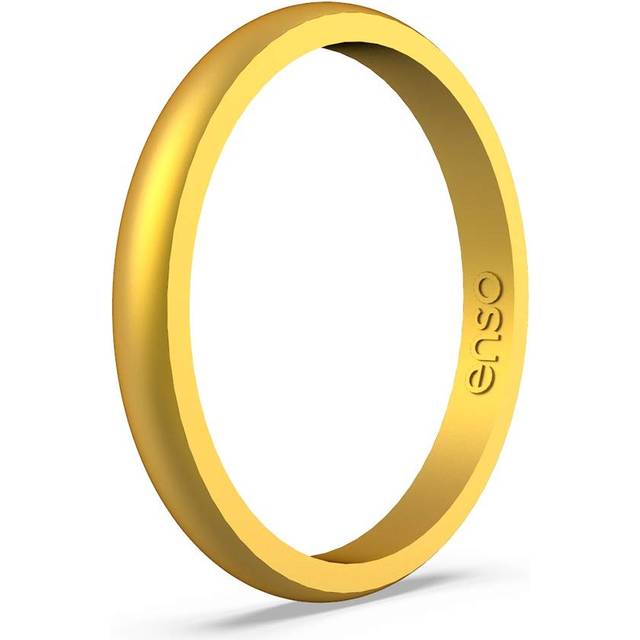 Enso Rings Halo Elements Silicone Ring - Stackable Wedding Engagement Band - Thin Minimalist Band - 2.54mm Wide, 1.5mm Thick - (Gold-Infused, 3)