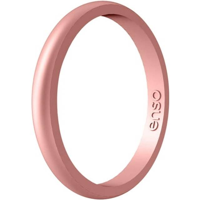 Enso Rings Halo Elements Silicone Ring - Stackable Wedding Engagement Band - Thin Minimalist Band - 2.54mm Wide, 1.5mm Thick - (Rose Gold-Infused, 12