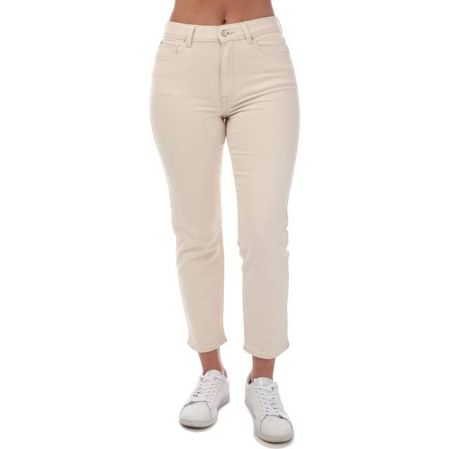 Only Womens Emily Straight Fit High Waist Jeans in White Cotton - Size 29 Short