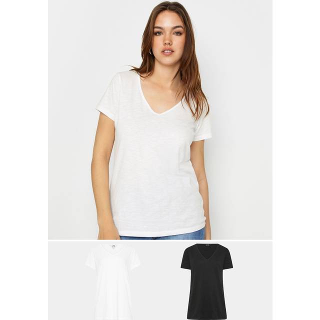 Lts 2 Pack Tall White & Black Short Sleeve Tshirts 10 Lts | Tall Women's Basic Tops