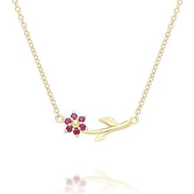 Floral Vine Ruby Necklace in 9ct Yellow Gold
