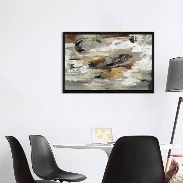 Neutral & Gray Abstract by Silvia Vassileva - Gallery-Wrapped Canvas Giclée on Canvas - Black Framed (66.04cm H x 101.6cm W x 3.81cm D)