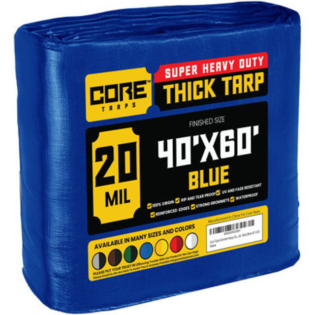 Core Tarps Extreme Heavy Duty 20 Mil Tarp Cover  Waterproof  UV Resistant  Rip and Tear Proof  Poly Tarpaulin with Reinforced Edges for Roof  Camping