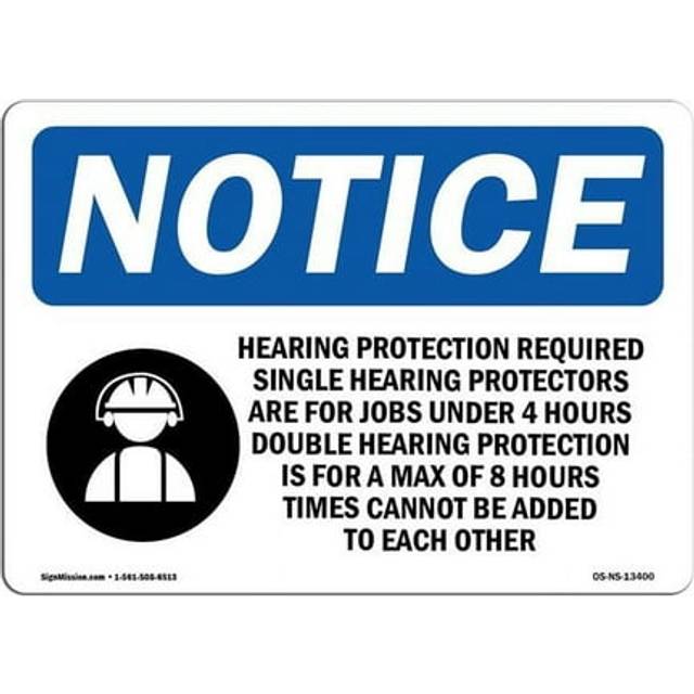 SignMission OS-NS-A-1014-L-13400 10 x 14 in. OSHA Notice Sign - Hearing Protection Required