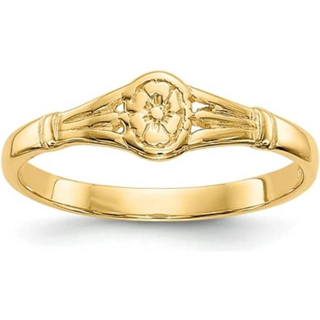 14K Yellow Gold Polished Oval Baby Ring - Size 2.25