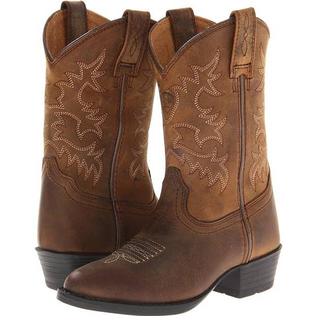 Kid's Heritage Western Boots in Distressed Brown Leather, B Medium Width, Size 8, by Ariat