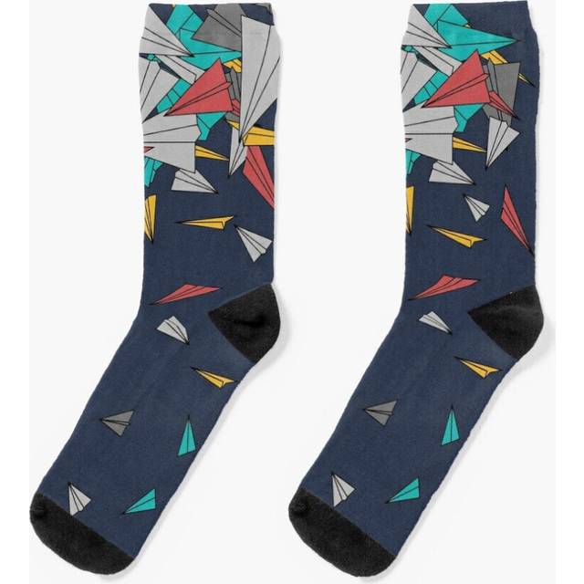 Dress Socks Flying paper planes Novelty Fancy Crazy Pattern Crew Casual for Men Women