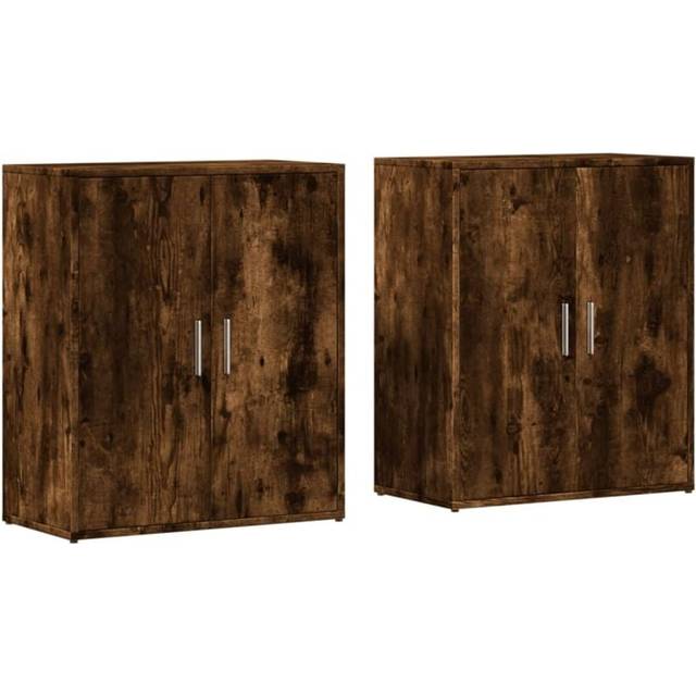 vidaXL Skänkar 2 st rökfärgad ek 60x31x70 cm konstruerat trä