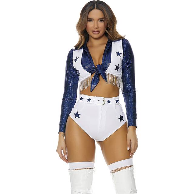 Women's Seeing Stars Cheerleader Costume | Cheerleader Costumes - Blue&#47;White (XS/S)