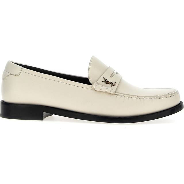 SAINT LAURENT - Logo-Embellished Leather Penny Loafers - Men - White - EU 42