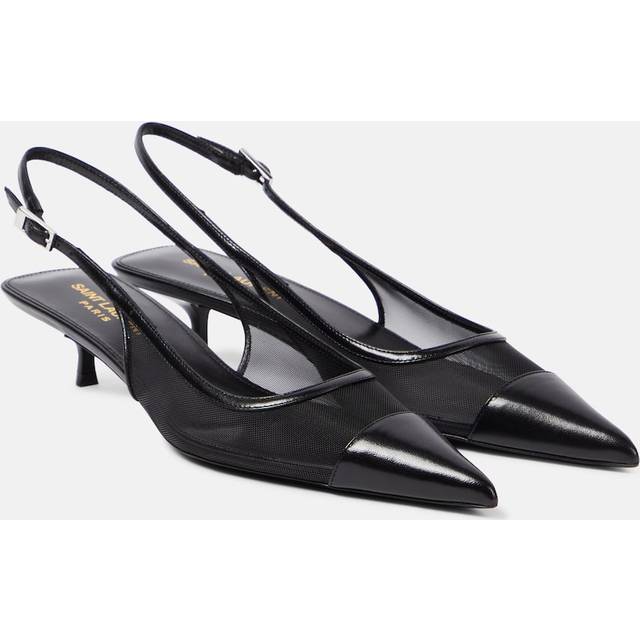 SAINT LAURENT - Oxalis Leather-trimmed Mesh Slingback Pumps - Black - EU 38