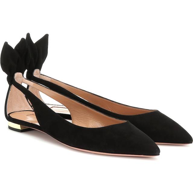 Aquazzura Women's Bow Tie Ballerina Shoes in Black | Size 36.5 | DENFLAB0SUE000 (36.5)