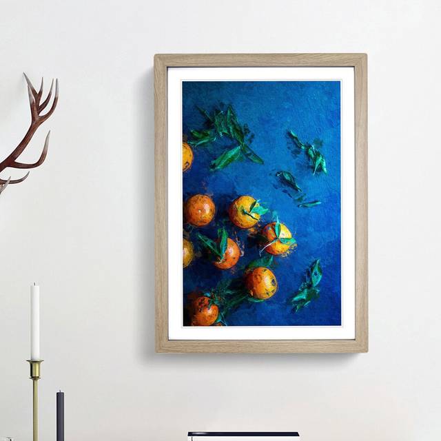 Fresh Oranges - Picture Frame Painting Print - Oak Framed (36cm H x 27cm W x 2cm D)