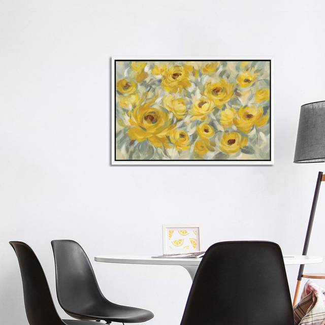 Yellow Roses by Silvia Vassileva - Gallery-Wrapped Canvas Giclée on Canvas - White Framed (66.04cm H x 101.6cm W x 3.81cm D)