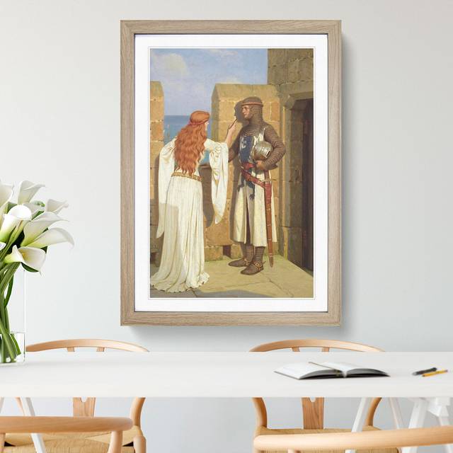The Shadow by Edmund Leighton - Picture Frame Painting - Oak Framed (65cm H x 48cm W x 2cm D)