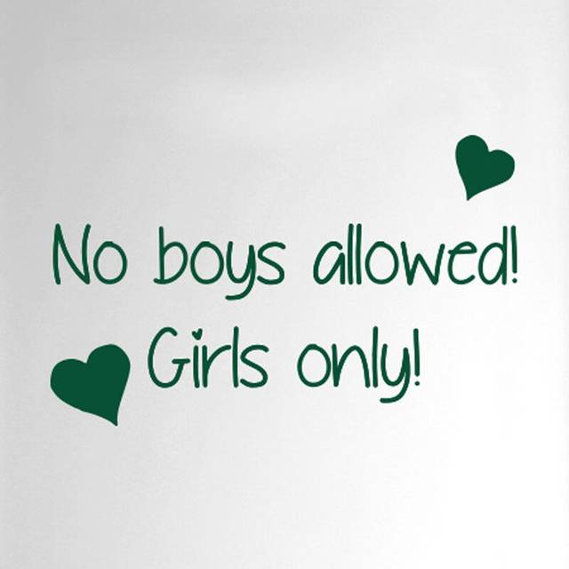 No Boys Allowed Girls Only Door Room Wall Sticker - Dark Green (25cm H X 40cm W)