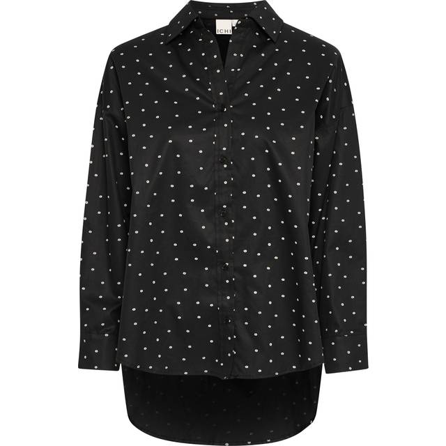 Ichi - Skjorte - IX Stormie Flower SH - Black w/ white flower