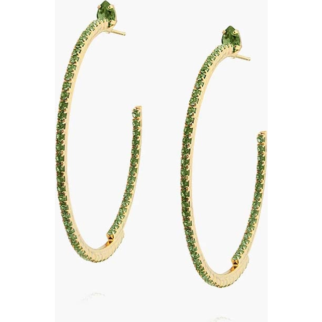 Caroline Svedbom - Crystal Loop Earrings Gold Peridot