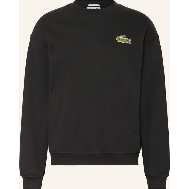 Lacoste Loose Fit Badge Accent Fleece Sweatshirt Size XL Noir