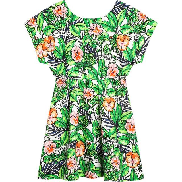 Kenzo Klänning - Mint Green m. Blommor/Hålmönster - Kenzo - 6 år (116) - Klänning