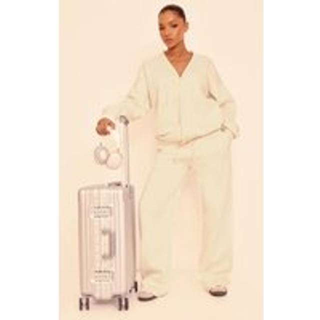 Cream Wide Leg Drawstring Joggers, White - M