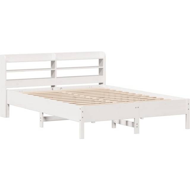 vidaXL Bed Frame without Mattress White 135x190 cm Double Solid Wood Pine
