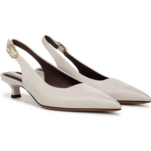 Franco Sarto Franco Marlow Slingback Pump (Chalk White Leather) 8.0 W Slip On Fit, Pointed Toe, Slip-On Fit