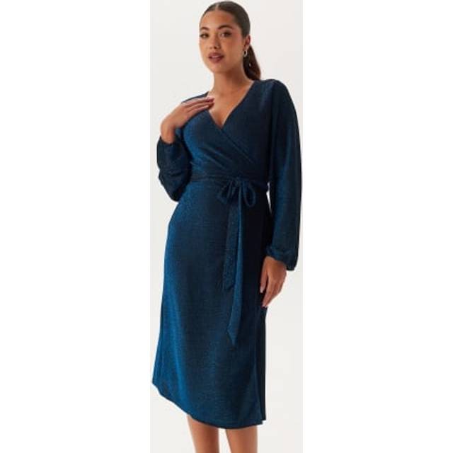 Happy Holly Sparkling Midi Wrap Dress Blue 32/34