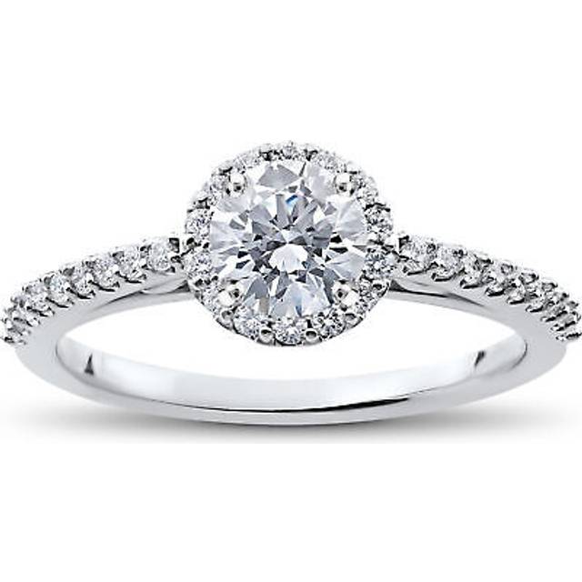 7/8 Ct Halo Vintage Round Diamond Eco Friendly Lab Grown Engagement Ring 14k