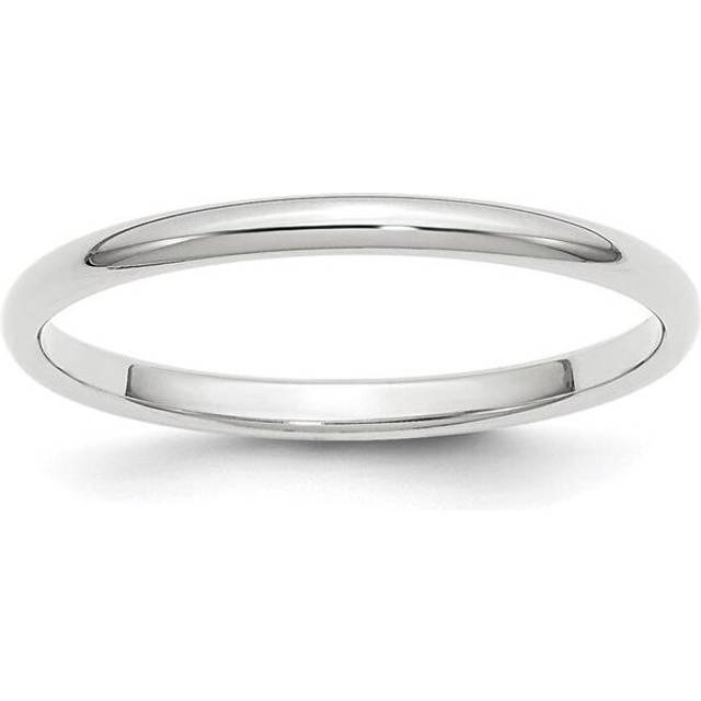 Quality Gold WHR020-8 14K 2mm White Gold Half-Round Wedding Band - Size 8