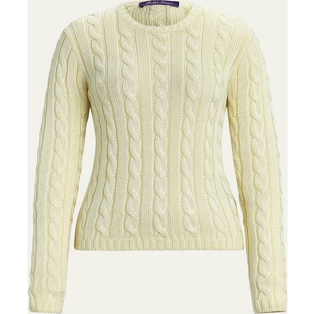 Cable Silk Knit Fitted Sweater - CREAM - Small