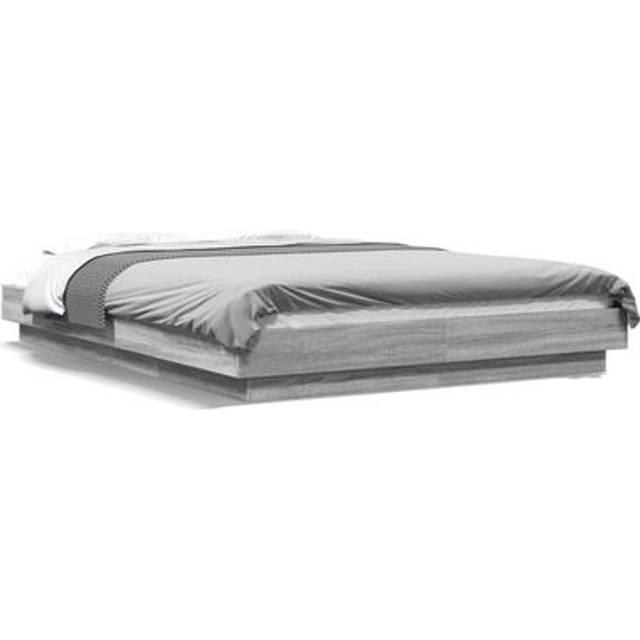 vidaXL Bed Frame with LED Lights without Mattress Grey Sonoma 120x200cm