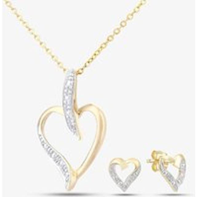9ct Yellow Gold Open Heart Diamond Stud Earrings PE04605Y