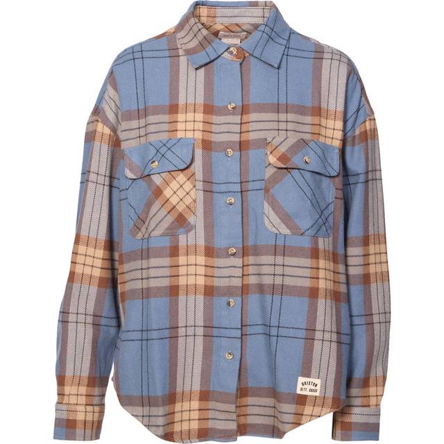 Brixton Bowery Classic Flannel Shirt pinecone bwn plai - flt ble/pinecone bwn plai