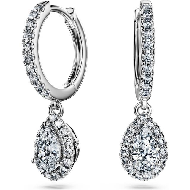 Eternity drop earrings, Lab-grown diamonds 1.25 ct tw, Mixed shapes, 18K white gold - White