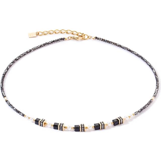 COEUR DE LION Swarovski Crystal and Faux Pearl Cube Collar Necklace, Black/Multi