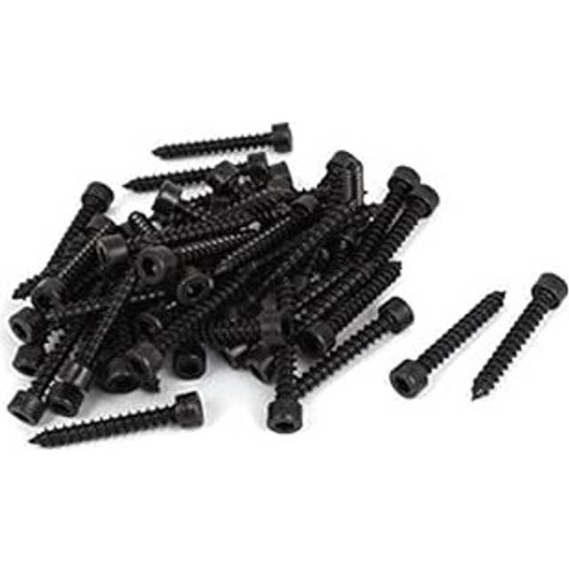 5mm x 35mm Carbon Steel Hex Head Self Tapping Screws Black 50 Pcs