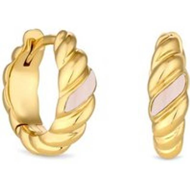 Inicio Inicio 14K Real Gold Plated Recycled Opal Hoop Earrings - Gift Pouch