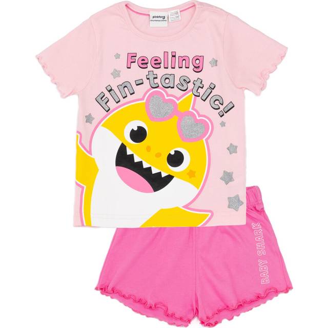 (12-18 Months) Baby Shark Short Sleeve Short Leg Pyjama Set (Girls Pink)