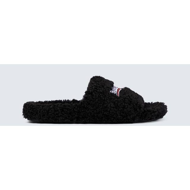 Balenciaga Furry Slide Sandal - Black - Men's - - Polyester