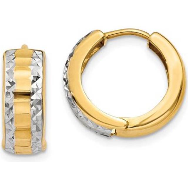 14K Two-Tone & Rhodium Hinged Hoop Earrings