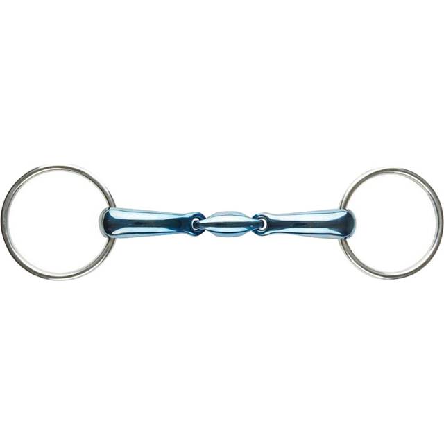 (5.5in, Blue/Silver) JP Korsteel Blue Steel Oval Link Loose Ring Snaffle Bit