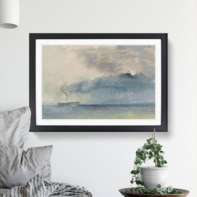 A Paddle Steamer by Joseph Mallord William Turner - Picture Frame Graphic Art - Black Framed (48cm H x 65cm W x 2cm D)