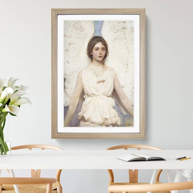 Angel by Abbott Handerson Thayer - Picture Frame Painting - Oak Framed (48cm H x 36cm W x 2cm D)